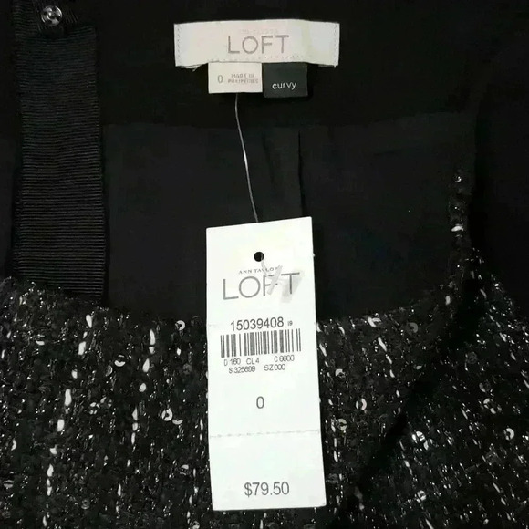 1 Ann Taylor Loft Black Curvy Fit Sparkle Tweed Paneled Straight Skirt 0 - Picture 4 of 8